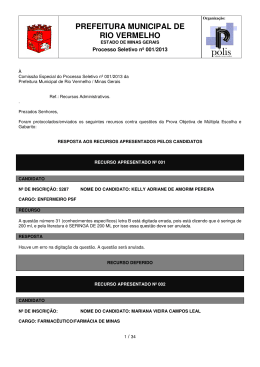 Respostas Recursos contra Quest&otilde;es e Gabarito