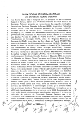 Ata da primeira reunião ordinária do Fórum Estadual de Educação