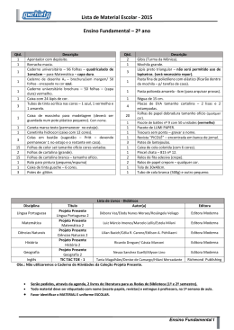 Lista de Material Escolar - 2015 Ensino Fundamental – 2º ano