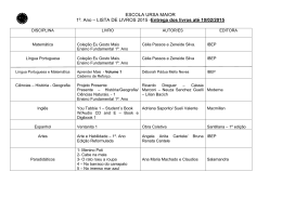 ESCOLA URSA MAIOR 1&ordm;. Ano &ndash; LISTA DE LIVROS 2015