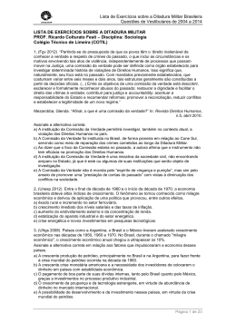 Lista de Exercícios sobre a Ditadura Militar