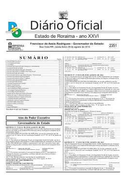 Di&aacute;rio Oficial - Imprensa Oficial do Estado de Roraima
