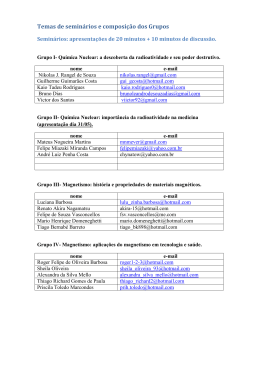 Temas de semin&aacute;rios e composi&ccedil;&atilde;o dos Grupos - BCT