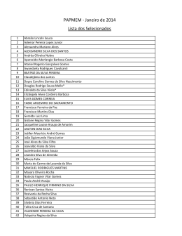 PAPMEM - Janeiro de 2014 Lista dos Selecionados