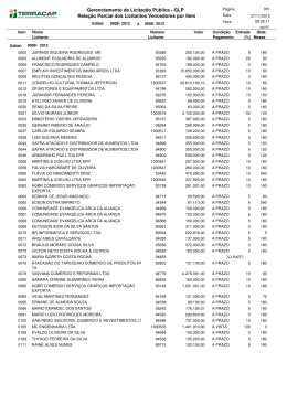 GLP Rela&ccedil;&atilde;o Parcial dos Licitantes Vencedores por Item