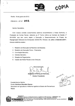6ª Prestação de Contas: Julho à Setembro/2011