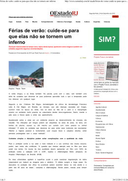 F&eacute;rias de ver&atilde;o: cuide-se para que elas n&atilde;o se tornem