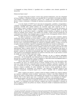 A Propaganda na Justi&ccedil;a Eleitoral