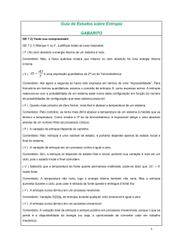 Guia de Estudos sobre Entropia GABARITO