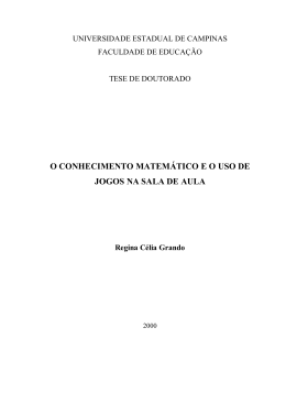 o conhecimento matem&aacute;tico e o uso de jogos na sala