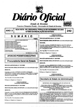 S U M A R I O - Imprensa Oficial do Estado de Roraima
