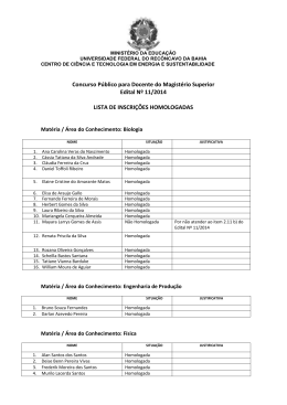 Segunda Lista de inscri&ccedil;&otilde;es homologadas