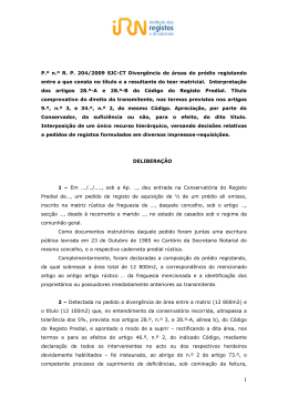 P&ordm; R.P. 204/2009 SJC-CT - Instituto dos Registos e Notariado