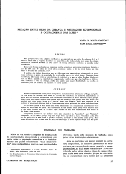 relação entre sexo da criança e aspiraçõezs educacionais e