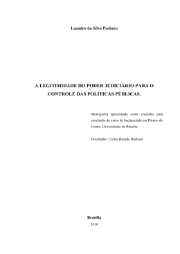 a legitimidade do poder judici&aacute;rio para o controle das