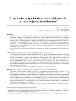 Experi&ecirc;ncias ocupacionais no desenvolvimento de carreira de