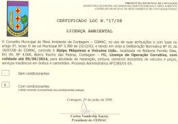 CERTIFICADO LOC N.&deg;17/08 LICEN&Ccedil;A AMBIENTAL