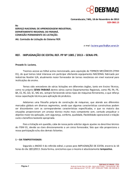 REF. IMPUGNAÇÃO DE EDITAL REF. PP Nº 1085 / 2013 – SENAI-PR.