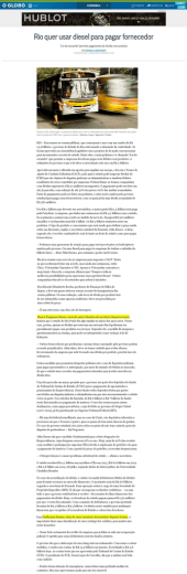 O GloboRio quer usar diesel para pagar fornecedor