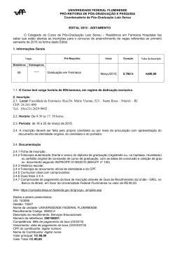 2.1. Local: Faculdade de Farm&aacute;cia: Rua Dr. M&aacute;rio Vianna, 523