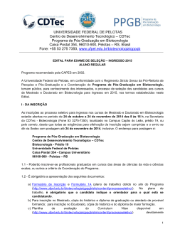 Edital de Sele&ccedil;&atilde;o PPG Biotecnologia 2015