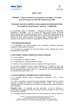 EDITAL 1/2012 PROGEST – Programa de Estudos em - Cefet-MG