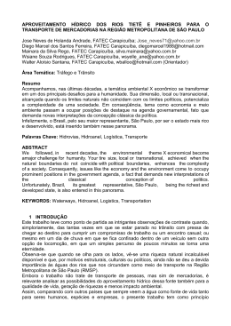 APROVEITAMENTO H&Iacute;DRICO DOS RIOS TIET&Ecirc; E