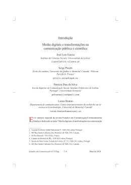 Introdu&ccedil;&atilde;o Media digitais e transforma&ccedil;&otilde;es na comunica&ccedil;&atilde;o p&uacute;blica