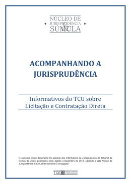 Informativos do TCU sobre Licita&ccedil;&atilde;o e Contrata&ccedil;&atilde;o Direta