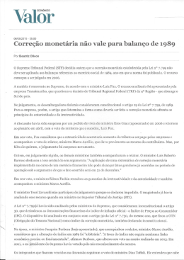Corre&ccedil;&atilde;o monet&aacute;ria n&atilde;o vale para balan&ccedil;o de 1989
