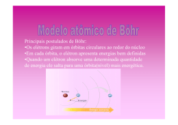 Principais postulados de Böhr: •Os elétrons giram em órbitas