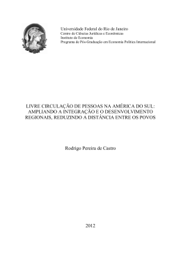&Acirc; "Livre circula&ccedil;&atilde;o de pessoas ma Am&eacute;rica do Sul: ampliando a