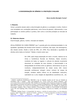 A Discrimina&ccedil;&atilde;o de g&ecirc;nero e a prote&ccedil;&atilde;o &agrave; mulher