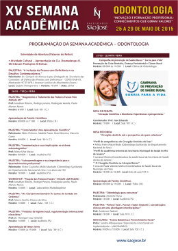 PROGRAMA&Ccedil;&Atilde;O DA SEMANA ACAD&Ecirc;MICA &ndash; ODONTOLOGIA