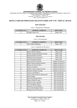 RESULTADO DO PROCESSO SELETIVO PRH-ANP N&ordm;29