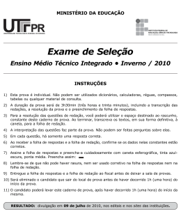 Inverno/2010 - Exame de Sele&ccedil;&atilde;o