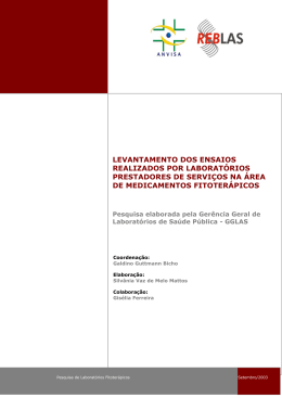 Laborat&oacute;rios para An&aacute;lise de Medicamentos Fitoter&aacute;picos