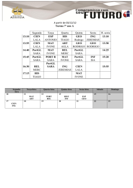 A partir de 03/12/12 Turma 7&ordm; ano A Segunda Ter&ccedil;a Quarta Quinta