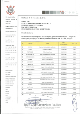 Inscrição Corinthians - Federação Gaúcha de Futebol