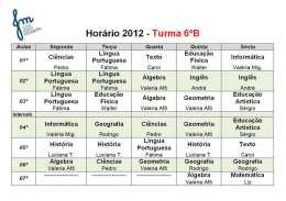 Horário 2012 - Turma 6°B