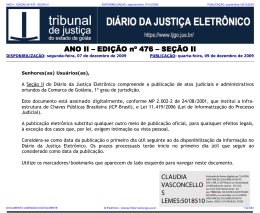 TJ-GO DIÁRIO DA JUSTIÇA ELETRÔNICO - EDIÇÃO 476