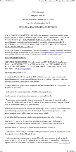 Processo Judicial Eletr&ocirc;nico: EDITAL