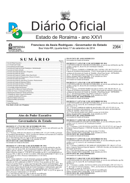 Di&aacute;rio Oficial - Imprensa Oficial do Estado de Roraima