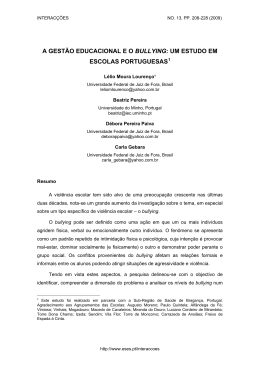 Acreditamos que para caracterizar o bullying na escola o gnero uma
