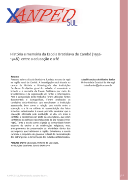 Hist&oacute;ria e mem&oacute;ria da Escola Bratislava de Camb&eacute;