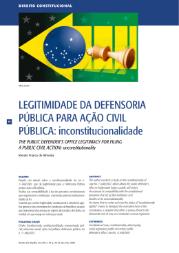 LEGITIMIDADE DA DEFENSORIA P&Uacute;BLICA PARA