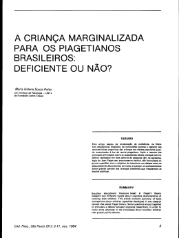 a crian&ccedil;a marginalizada para os piagetianos brasileiros