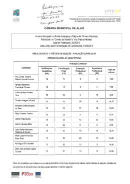 Resultados da Avalia&ccedil;&atilde;o Curricular Arquitetura