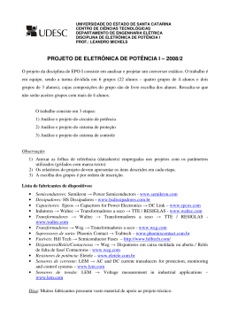 PROJETO DE ELETR&Ocirc;NICA DE POT&Ecirc;NCIA I &ndash; 2008/2