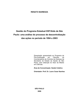 Gest&atilde;o do Programa Estadual DST/Aids de S&atilde;o Paulo: uma an&aacute;lise